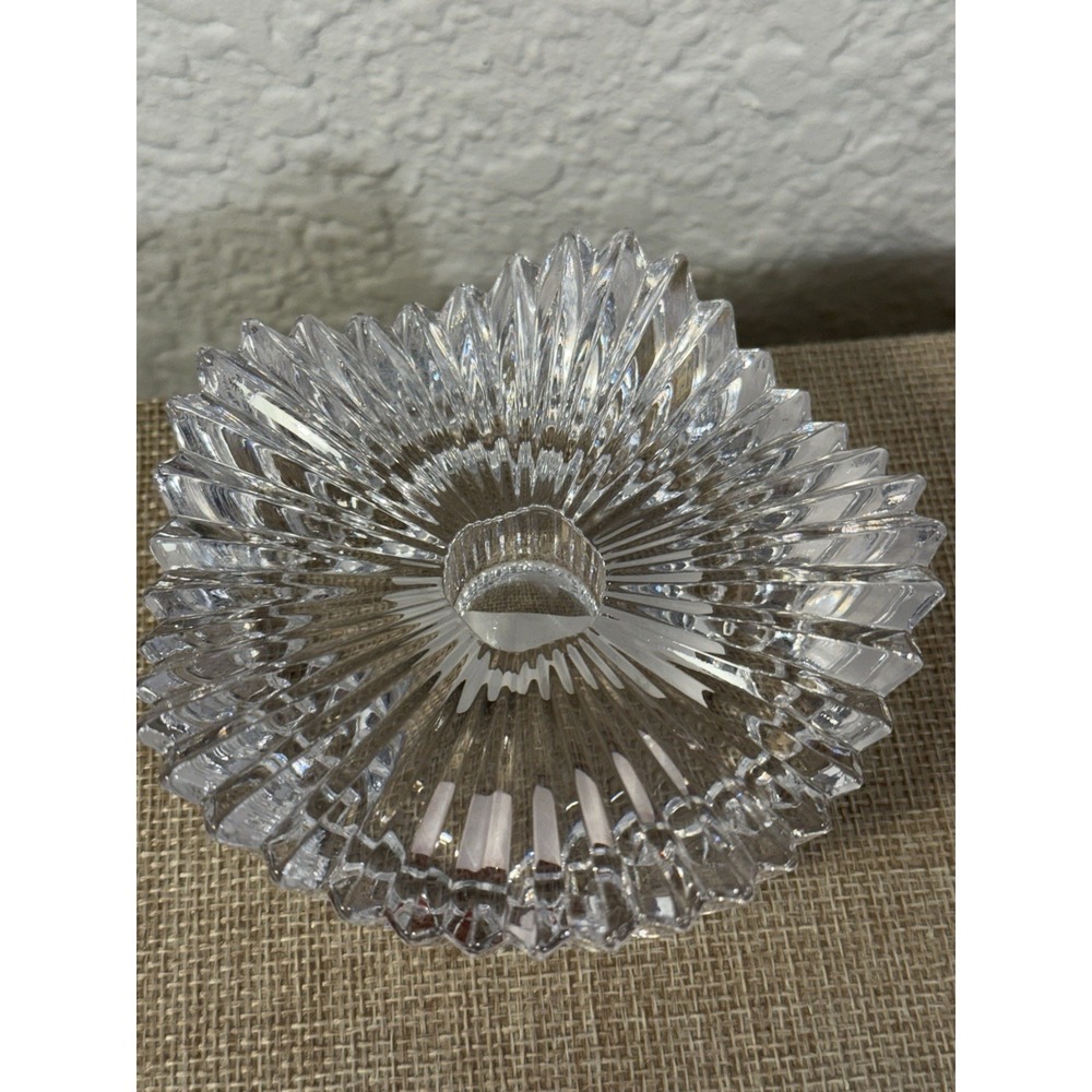 1-MOTION Mikasa Taper Candleholder Clear Glass Heavy With Vertical Ridges - Picture 3 of 7